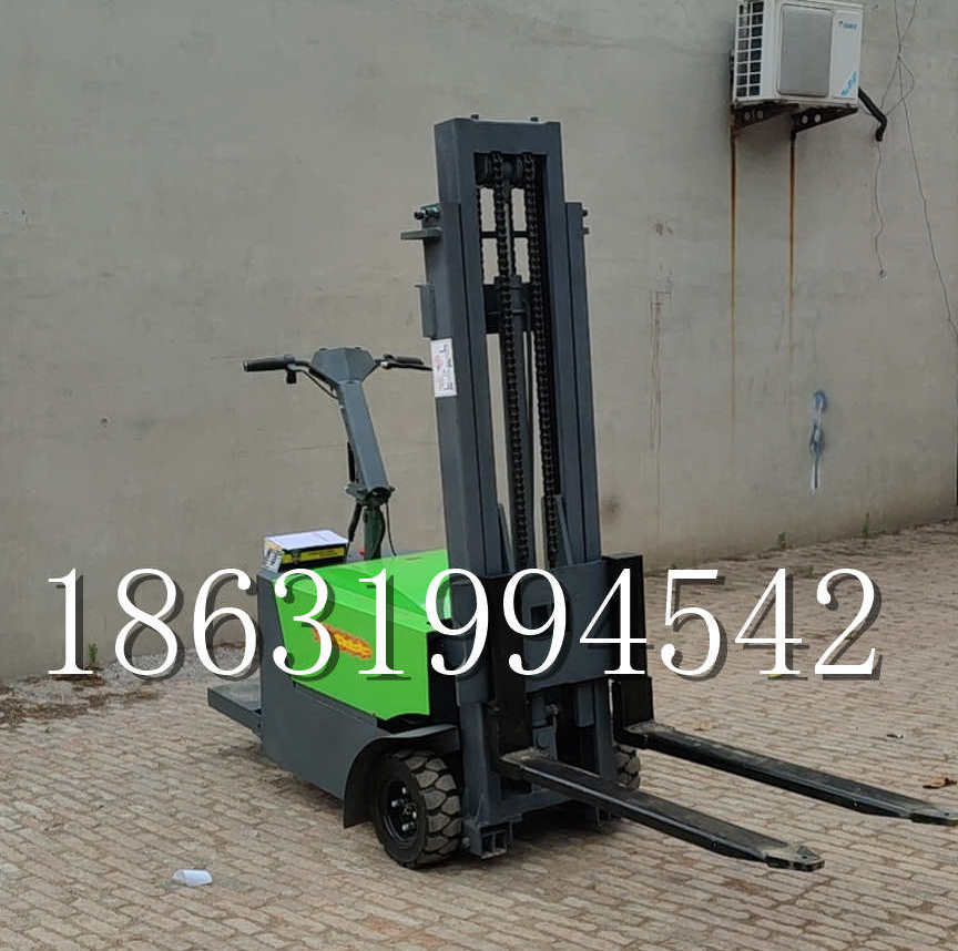 竹北市优程全电动叉车插腿式堆高车液压装卸车1.5吨升高小型站驾式铲车
